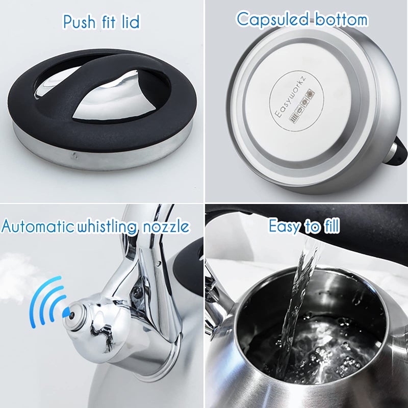 Easyworkz Whistling Stovetop Tea Kettle Food Grade Stainless Steel Hot Water Tea Pot With Loud Whistle,3.1 Quart(3.0l) - Image 4